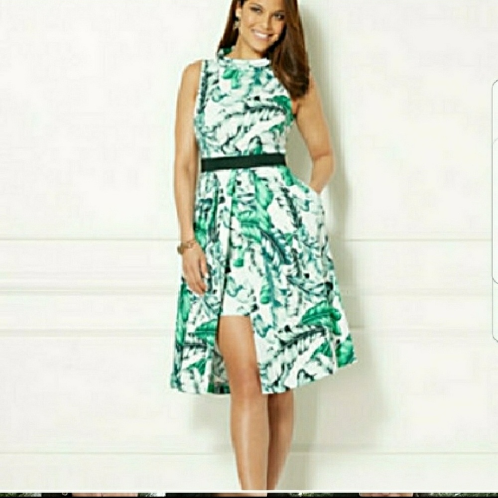 Beautiful peplum palm trees print dress